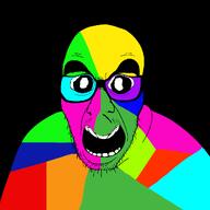 big_eyes color glasses open_mouth stubble trend:colorjak variant:slitherjak // 1024x1024 // 17.5KB