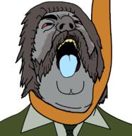 belt bloodshot_eyes disco_elysium green grey_hair grey_skin harrier_du_bois mullet mutton_chops soyjak suicide variant:hydejak video_game // 778x800 // 87.5KB