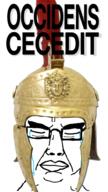 closed_eyes closed_mouth crying frown glasses helmet latin_text roman roman_legionary_helmet soyjak subvariant:chudjak_front text the_west_has_fallen variant:chudjak // 1020x1820 // 882.7KB