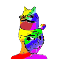 animal annoyingretard_(user) autism autism_awareness beard cat cat_ear closed_mouth cross_eyed drool dumb ear glasses hand happy meta:namefags no_background nose object object_on_head open_mouth rainbow snout soyjak stubble subvariant:gapecat subvariant:soyak_(irritated) subvariant:wholesome_soyjak tail transparent_background trend:colorjak variant:gapejak variant:soyak whiskers // 400x400 // 105.1KB