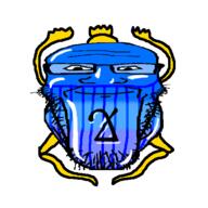 blue_skin bug calm closed_mouth glasses smile soyjak stretched_mouth stubble thrembo variant:markiplier_soyjak // 500x500 // 55.5KB