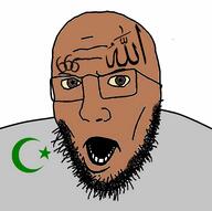 666 allah brown_eyes brown_skin clothes glasses halal islam mouth open_mouth soyjak stubble variant:metallicajak yellow_sclera // 4440x4416 // 4.9MB