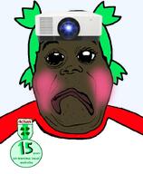 4chan 4cuck anime award black_skin distorted eyes green_hair hair projector sad subvariant:hunky_twink_sex_machine trend:slopjak variant:alicia yotsoyba // 592x720 // 336.1KB