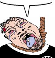1488 bloodshot_eyes blue_eyes bubble crying dead hair hanging mustache nazism rope sonnenrad soyjak speech_bubble speech_bubble_empty stubble suicide tongue variant:bernd yellow_teeth // 768x818 // 517.1KB