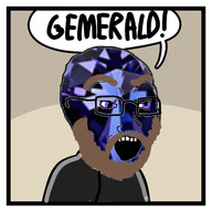 bald beard blue_skin bubble chad cool eyebrows gemerald glasses nose open_eyes open_mouth purple_eyes red_eyes series:soyjaks? soyjak stonetoss teeth text_bubble variant:soyak // 500x500 // 150.3KB