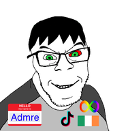 admre_(user) autism bloodshot_eyes dark_hair flag:ireland glasses green_eyes grey_shirt hello_my_name_is_(sticker) ireland literal_who literally_me meta:namefags name_tag namefags oc smile soysona tiktok variant:feraljak // 1470x1500 // 258.0KB