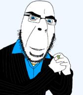 beard blue_eyes chain clothes diamond gem glasses jacket long_hair looking_at_viewer looking_at_you necklace ring smile stubble subvariant:modern_cobson suit thick_eyebrows variant:cobson // 1047x1200 // 74.0KB