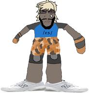 xs angry arm band-aid beard blond clothes extreme_sports full_body glasses glove grey_skin hand i_hate kneepad leg new_balance punisher_face shoe shorts sneakers soyjak subvariant:science_lover tshirt variant:markiplier_soyjak // 1493x1555 // 498.9KB
