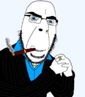 arm beard blue_eyes cigar clothes diamond finger gem hand long_hair ring smoke stubble subvariant:modern_cobson suit variant:cobson // 1047x1200 // 96.4KB