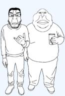 big_lips closed_mouth clothes fat friendship glasses hair holding_object lips obese series:trios_&_duos stubble subvariant:chudplier subvariant:meximutt_front4 template transparent_background variant:meximutt // 1046x1536 // 58.4KB