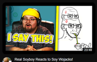 3soyjaks anger_mark angry clothes concerned cup drinking drinking_straw ear frown glasses hand hat holding_object open_mouth reaction real_person sip soyjak stubble variant:soyak youtube youtube_thumbnail // 480x310 // 136.8KB