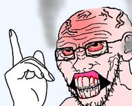 bloodshot_eyes cracked_teeth ear fume looking_up soyjak staring tsmt variant:soyak // 1000x800 // 148.6KB