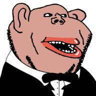 amerimutt brown_skin open_mouth soyjak stubble subvariant:impish_amerimutt tuxedo variant:impish_soyak_ears // 600x600 // 13.3KB