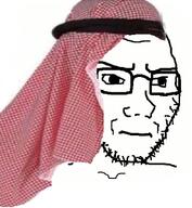 arab closed_mouth clothes frown glasses hat irritated islam keffiyeh looking_to_the_right soyjak stubble subvariant:soyak_(irritated) variant:soyak white_background // 387x419 // 180.7KB
