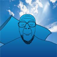 beard calm closed_eyes closed_mouth clothes cloud flag glasses sky smile soyjak sun variant:patriotjak // 1024x1022 // 503.7KB