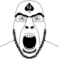 angry bbc beard facial_mark forehead_mark glasses hair looking_at_you open_mouth queen_of_spades soyjak spade stubble subvariant:cobson_front2 subvariant:spadeson template thick_eyebrows variant:cobson white_eyes // 800x800 // 27.6KB
