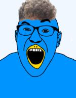 acne beak bird blue_skin ear glasses open_mouth raised_eyebrow series:x_inmigrants soyjak transparent_background twitter twitter_immigrant variant:cirrus zoomer_hair // 800x1024 // 186.6KB