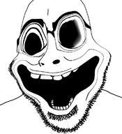 black_hole_sun distorted eye glasses hair open_mouth soyjak stubble teeth variant:cobson // 721x789 // 187.3KB