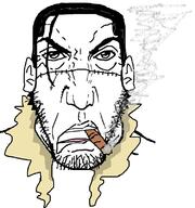 anime cigar clothes crocodile_(one_piece) glasses jacket long_hair meta:tagme one_piece open_mouth punisher_face smoke smoking soyjak stubble variant:markiplier_soyjak // 751x799 // 95.2KB