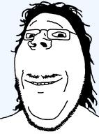 glasses hair long_hair moustache mullet nose_piercing nose_ring series:fusionjaks smile soyjak stubble subvariant:mulletgape subvariant:wholesome_soyjak transparent_background variant:gapejak variant:mulletjak // 1000x1355 // 30.4KB