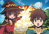 anime explosion konosuba megumin meta:nas open_mouth pointing satou_kazuma soy_parody variant:two_pointing_soyjaks // 2566x1752 // 541.4KB