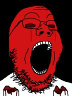 blood crying cute funky_town glasses killer open_mouth red red_eyes soyjak stubble torture variant:gapejak // 600x800 // 73.4KB