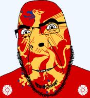 angry animal country county flag flag:östergötland flower glasses griffin hair looking_to_the_left plant smile soyjak stubble sweden teeth thick_eyebrows transparent_background variant:cobson östergötland // 775x849 // 165.1KB