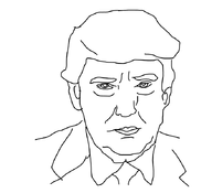 black_and_white donald_trump hair lips no_glasses nose variant:unknown // 684x622 // 53.8KB