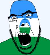 flag flag:kabardino-balkaria full_head glasses hair kabardino-balkaria looking_to_the_right mountain open_mouth russia soyjak stubble teeth text transparent transparent_background variant:cobson // 721x789 // 32.8KB