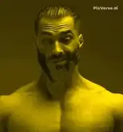 animated big_head deformed meta:ai_generated meta:low_resolution monochrome nas:gigachad stretched stretching transformation yellow