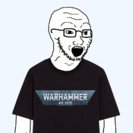 animated arm clothes glasses soyjak stubble text tshirt variant:soyak warhammer // 800x800 // 242.4KB