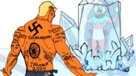 2024 2soyjaks arm back blood buff clothes crystal donald_trump drawn_background ear flag frozen full_body gem glasses gun gynaecomastia hair hand hanging leg muscles mustache nazism neovagina open_mouth orange_skin purple_hair revolver rope soyjak stubble tattoo text tongue tranny trapped variant:bernd variant:chudjak yellow_hair yellow_teeth // 1920x1080 // 291.7KB