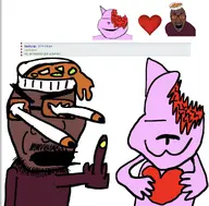animal beefsoup_(user) brimstone cat comment drawfag enemy heart i_can&rsquo;t_draw literal_who meta:namefags middle_finger mustache orange_glasses pink pinkstew_(user) snca soup stubble subvariant:massjak subvariant:massmeowjak variant:el_perro_rabioso variant:gapejak // 964x948 // 179.6KB
