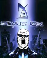 clothes deus_ex glasses mustache open_mouth soyjak stubble sunglasses text variant:a24_slowburn_soyjak video_game // 600x745 // 617.7KB