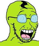 crazed fawful glasses green_skin mario open_mouth round_glasses soyjak stubble variant:soyak // 637x749 // 107.5KB