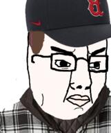 baseball_cap brown_hair closed_mouth clothes glasses hair hat new_hampshire nike soyjak stubble united_states variant:chudjak // 645x770 // 233.1KB