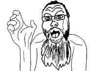 arm beard glasses hair hand meta:tag_character_name open_mouth soyjak tongue variant:unknown // 1125x842 // 109.0KB