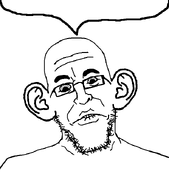 bald big_ears biting_lip dilated_pupils ear eyebrows forehead_lines glasses horny jeffrey_epstein lips looking_at_you neck nose speech_bubble speech_bubble_empty stubble teeth variant:epsteinjak white_background