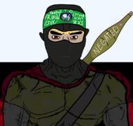 raid balaclava camouflage dominos_pizza ear headband nate negated nothing_is_beyond_our_reach palestine palestinian red_eyes seal sharty soyjak_party subvariant:muscular_chud total_tranny_death variant:chudjak variant:impish_soyak_ears yellow_hair // 1067x1011 // 553.6KB