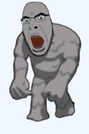 angry full_body glasses green_eyes insaniquarium open_mouth soyjak stubble variant:cobson // 480x720 // 135.8KB