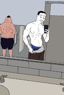 bathroom fat hair meta:namefags meximutt muscles muscular_male satoko_houjou(namefag) selfie variant:chudjak variant:meximutt // 1169x1729 // 64.7KB