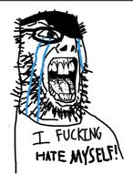 crying emo_hair glasses goth hair open_mouth soyjak stubble variant:unknown // 339x446 // 88.5KB