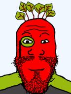 beetroot broot closed_mouth clothes leaf logan monocle plant red red_skin smile soyjak soyjak_blog stubble variant:markiplier_soyjak // 800x1068 // 93.8KB