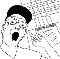 Trump_tower arm building donald_trump ear gaping_mouth glasses hand middle_finger nose soyjak t-shirt // 711x700 // 113.3KB