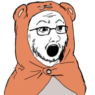 anime bear cosplay doma_umaru glasses himouto!_umaru-chan hoodie open_mouth soyjak stubble variant:soyak // 1280x1280 // 334.7KB