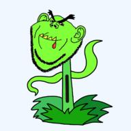 arm blood bloodshot_eyes closed_mouth comic_sans ear evil leaf letter piranha_plant plant smile soyjak stubble variant:impish_soyak_ears yellow_teeth // 800x800 // 128.1KB