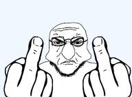 angry big_nose closed_mouth furrowed_brows glasses hand middle_finger punisher_face stubble transparent_background variant:cheekjak // 1300x956 // 151.5KB