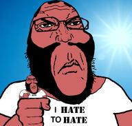 2soyjaks angry balding beard blue_background closed_mouth clothes fist frown glasses hand holding_object i_hate merge nails pink_skin punisher_face red_eyes series:fusionjaks sky soyjak stubble subvariant:science_lover2 sun text tshirt variant:markiplier_soyjak2 // 952x909 // 156.3KB