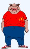 amerimutt bald brown_skin clothes ear fat full_body irl lips mcdonalds mutt nose open_mouth shoe sneakers subvariant:branigger subvariant:impish_amerimutt subvariant:morbidmutt sweatpants teeth transparent_background variant:brandon variant:impish_soyak_ears // 1266x2095 // 368.0KB