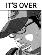 clothes glasses hair hat its_over manga stubble text variant:chudjak // 498x640 // 415.3KB
